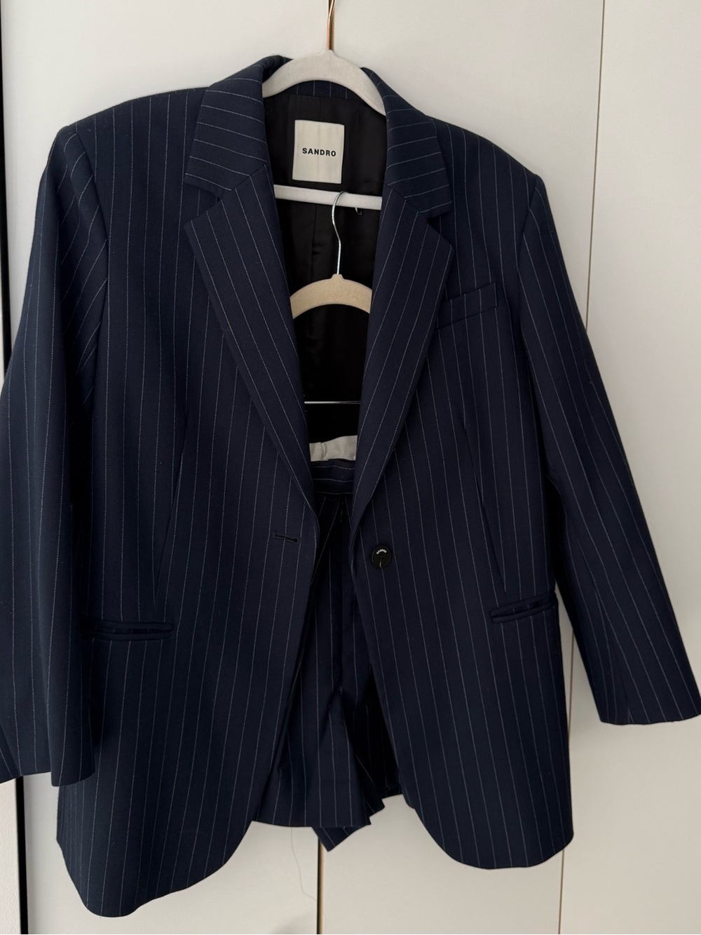 SET: Sandro Navy Pinstripe Blazer + Shorts